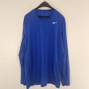 Nike Pro Dry-Fit Blue Fitted Long Sleeve Athletic Top Size XL
